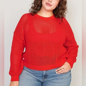 Old Navy NWT red loose knit long sleeve top size XL 25” p2p